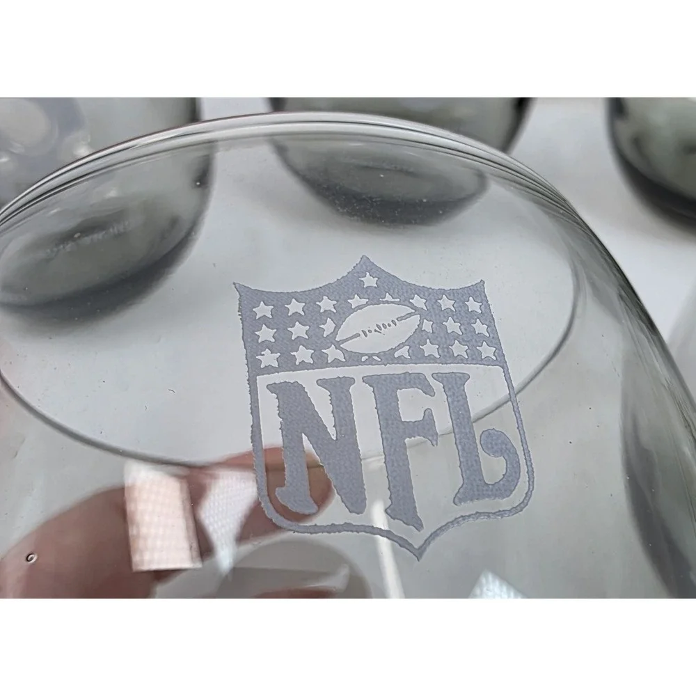 Vintage 1970s Minnesota Vikings Smoked Glass Roly Poly Lowball Tumblers Set of 6